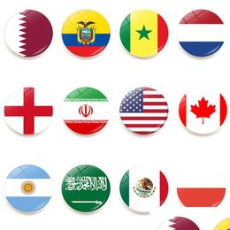 Koelkastmagneten Time Gems Qatar Brazilië Amerikaanse vlag Magnetische sticker Home Decor Drop levering Tuin Dhgd2