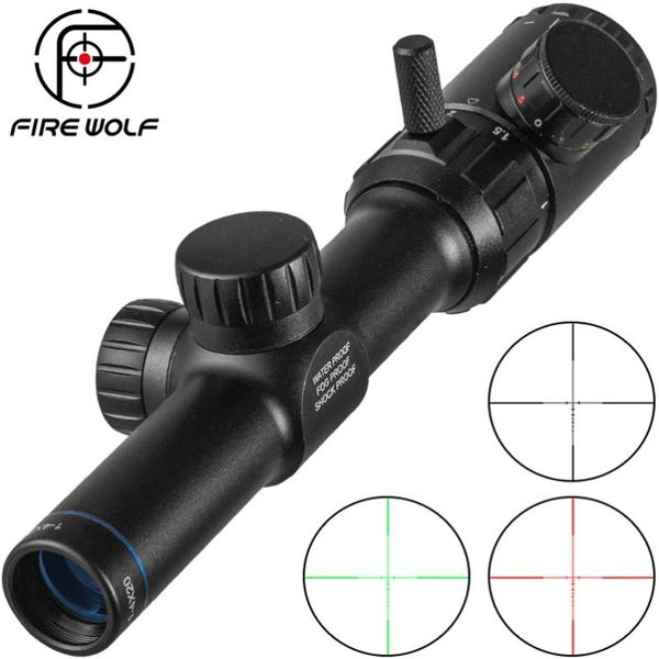 Frie Wolf 1-4x20 Hunting Red Riflescope iluminado rojo verde con alcance de la retícula del buscador de gama