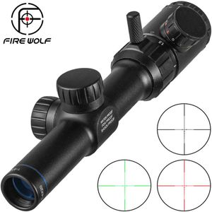 Mira telescópica para Rifle de Caza FRIE WOLF 1-4x20, mira telescópica iluminada en verde y rojo con telémetro, retícula, mira para Rifle de Caza