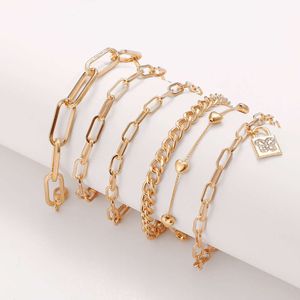 Gebakken deeg wendingen ketting gouden vlinder kristal multi-lagen armband 6-delige mode handkleding set vrouwen