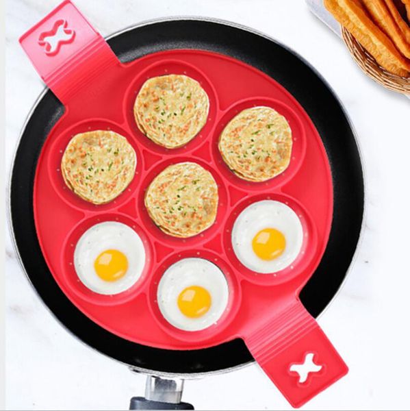 Moule à œufs frits Moule à crêpes Moule en silicone Formes antiadhésives Opération simple Pancake Omelette Moule Accessoires de cuisine RRD4344