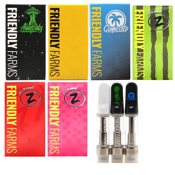 Friendly Farms chariots Vape cartouche vide 0,8 ml emballage de réservoir de bobine en céramique avec autocollant de tube à l'épreuve des enfants