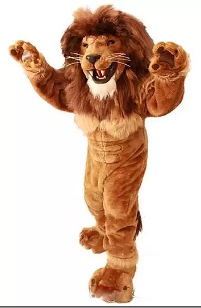 Costume de mascotte de lion amical taille adulte animal sauvage mâle lion roi fête de carnaval