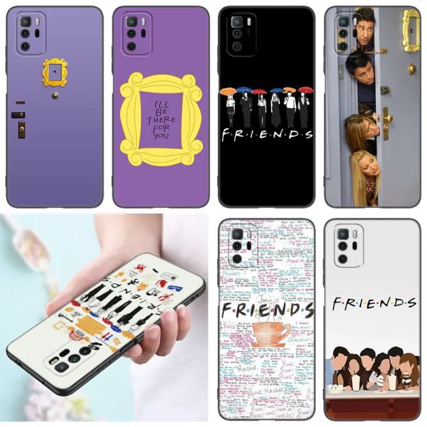 Friends Téléphone Téléphone pour Xiaomi Redmi Note 7 8 9 10 Lite 11 11e 11t 12 Pro 11S 4G 10T 5G 8T 9S 10S Soft TPU Black Cover