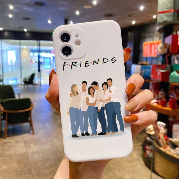 Friends TV Show Central Perk Square Liquid Silicone Phone Case pour iPhone 14 11 12 13 Pro Max Mini xs XR 7 8 Plus SE COUVERCE DIY