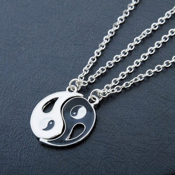 Amistad para siempre Yin Yang regalo moda hombres mejor amigo mujeres joyería Unisex Bagua Tai Chi COLLAR COLGANTE negro blanco