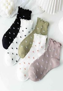 Con volantes Japón lindo calcetines volantes kawaii harajuku mujeres calcetinas mujer chaussette femme skarpetki damskie blanca calcetín de algodón feliz g3986817