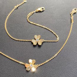 Collier pendentif Frivolee avec trèfle or Rose argent cristal diamant petit moyen bijoux pour femmes
