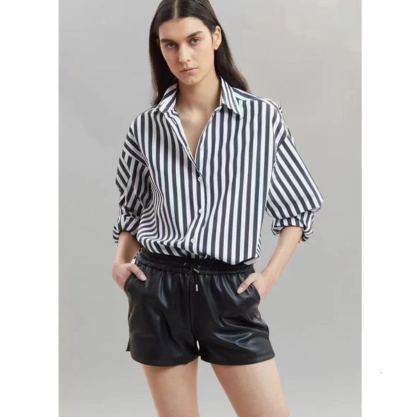 FrnKieshop Stripe Imprimé Blouse Womens Design Sense Small Silhouette Vertical Stripe Style Shirt 240307 240328