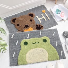 Grenouille et Ours Flocage Tapis De Bain Flocage Tapis De Bain Antidérapant Absorbant Microfibre Tapis De Salle De Bains Maison Entrée Porte Tapis Super Doux B