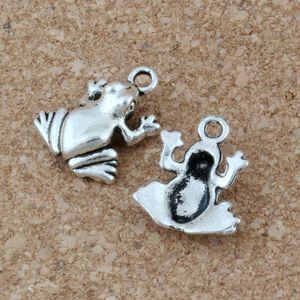 100 Pcs/lot pendentifs à breloques grenouille en alliage d'argent Antique pour la fabrication de bijoux Bracelet collier résultats 14x17mm