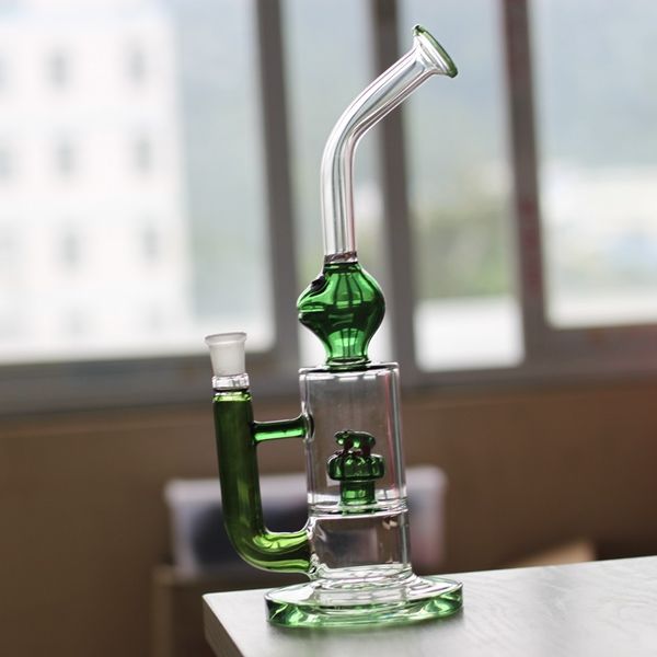 Frog Design Glass Bong Hookahs 12 pulgadas Green Oil Rig Water Bongs hembra 14.5mm dab rigs con cuarzo banger