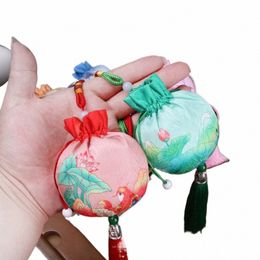 grenouille fr tassel sac à cordon de cerf oiseau chinois coincement sac à main le sac de rangement chambre décorati toile ethnique Fr à main sac à main k1n3 #