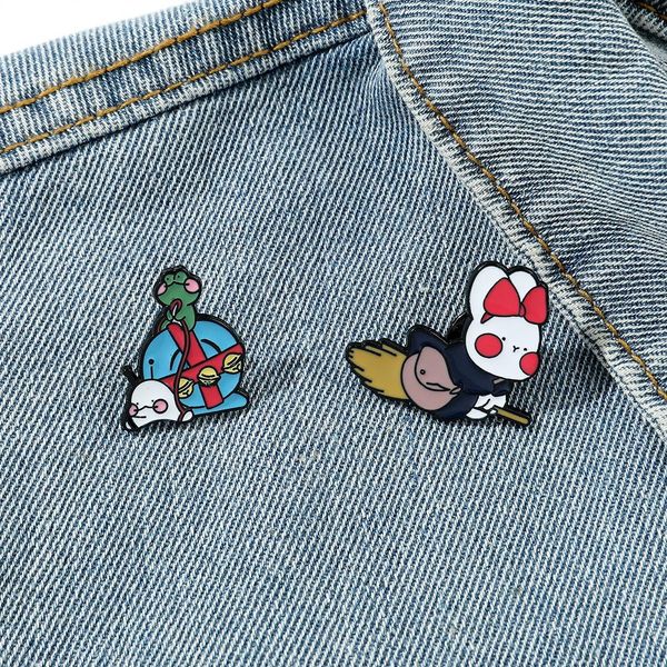 Pin de conejo y rana para juegos de películas de Anime, Pines de esmalte duro para coleccionar, broche de dibujos animados, mochila, sombrero, bolso, insignias de solapa para cuello