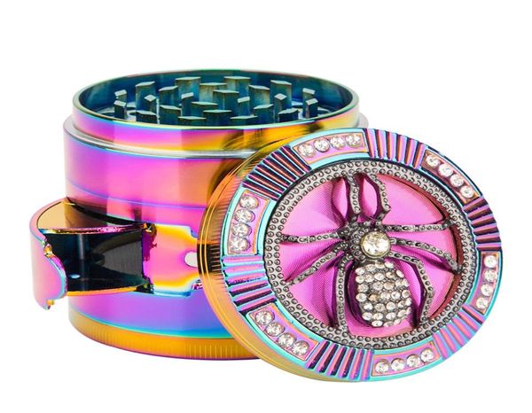 Frogspiderskull Diamonds Patrón Cajón lateral Dia de 63 mm Molinos Vaporizador Dry Herb Spice Crusher Metal molinillo de metal 4 capas Flat8549691