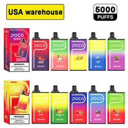 USA Original Poco BE5000 Eletronic Cigarette Jetable Vape pen Mesh Coil 5000 bouffées Vapor Airflow Rechargeable 14ML 10 Flavors Device e Cigs Vaporisateurs