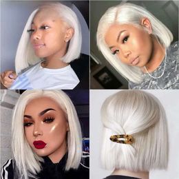 Avant 13x2.5 Lace Lace Straight Hair Lace Natural Natural Hirline Crochet Hair Police Cosplay Girl Bobo synthétique Ble Wig Wig Wig Short Wigs Windy Line Piece S