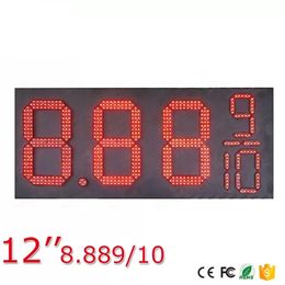 Voorkant Rode kleur 12 inch buiten Hoge helderheid Waterdicht 7 Segment Digitaal nummer LED Gasoil Prijsbordbord Board