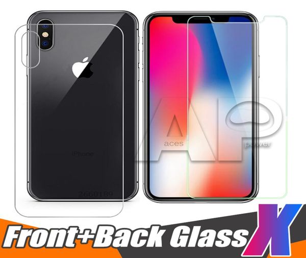 Vidrio templado trasero delantero y trasero para el nuevo iPhone XR XS Max X 10 8 Plus Película protectora protectora de pantalla Transparente con paquete5911539