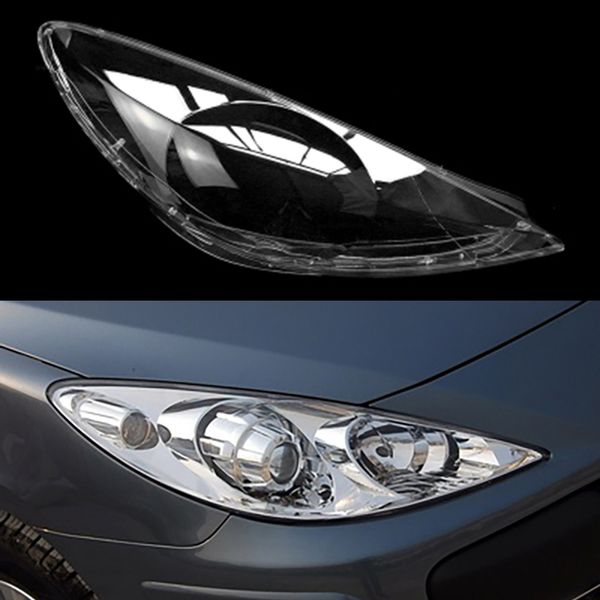Couverture de phare de voiture avant pour Peugeot 307 2008 ~ 2013 Auto phare abat-jour couvercle de lampe frontale lumière couvre verre lentille coque