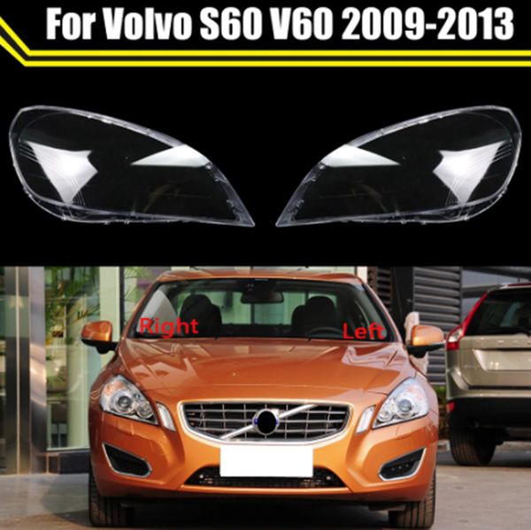 Coque de lentille transparente avant de voiture abat-jour en verre étui de phare couvercle de phare pour Volvo S60 V60 2009-2013 capuchons de lumière de lampe automatique