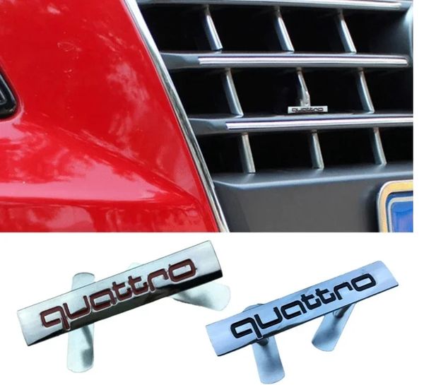 Calandre De Voiture Emblème Badge Chrome Autocollant Pour Audi Quattro Logo A4 A7 A6 A3 A5 B9 B4 B5 B2 B3 B8 S4 S8 S5 S3 Q3 Accessoires