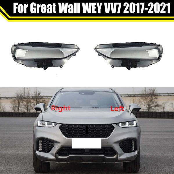 Abat-jour à lentille transparente pour phares avant, masques de coque de lampe, couvercle de phare en verre pour Great Wall WEY VV7 2017 – 2021
