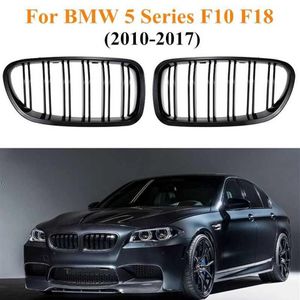 Front Kidney Grilles Gloss Black Steerings For BMW F18 F10 F11 5 Series 2010 2011 2012 2013 2014-2015 Replacement Racing Grilles3408