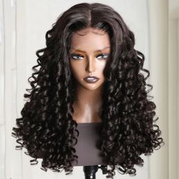 Voorkant van de voorkant Middle Part Wigs Bouncy Curly Spiral Curl Loose Wave