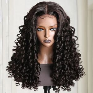 Partie centrale de la dentelle avant perruques Bouncy Curly Spiral Curl Loose Wave