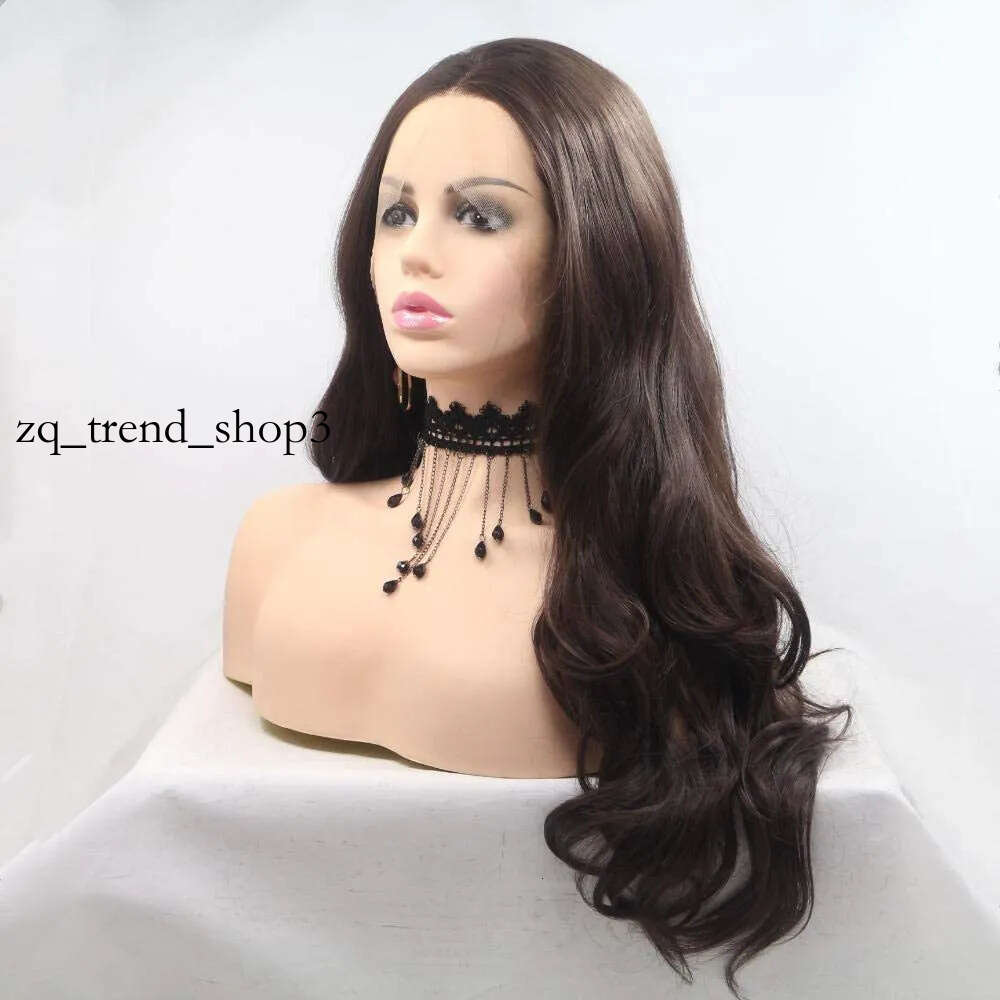 Front Lace Wigs Deep Windy Loose Wave Brown Medium Long Curly Hair 27
