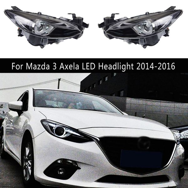 Lámpara frontal, accesorios para coche, piezas de automóvil para Mazda 3 Axela, conjunto de faros LED 14-16, luz de circulación diurna, señal de giro dinámica