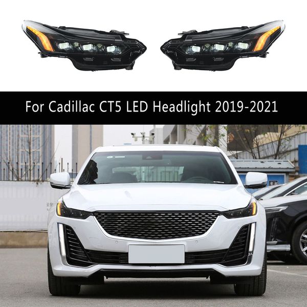 Lámpara frontal estilo de coche DRL luz de circulación diurna para Cadillac CT5 conjunto de faros LED 19-21 Luz De Carretera señal de giro accesorios de coche