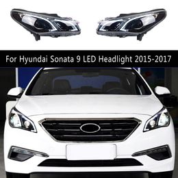 Feu avant dynamique Streamer clignotant indicateur DRL feux diurnes pour Hyundai Sonata 9 phare LED assemblée 15-17