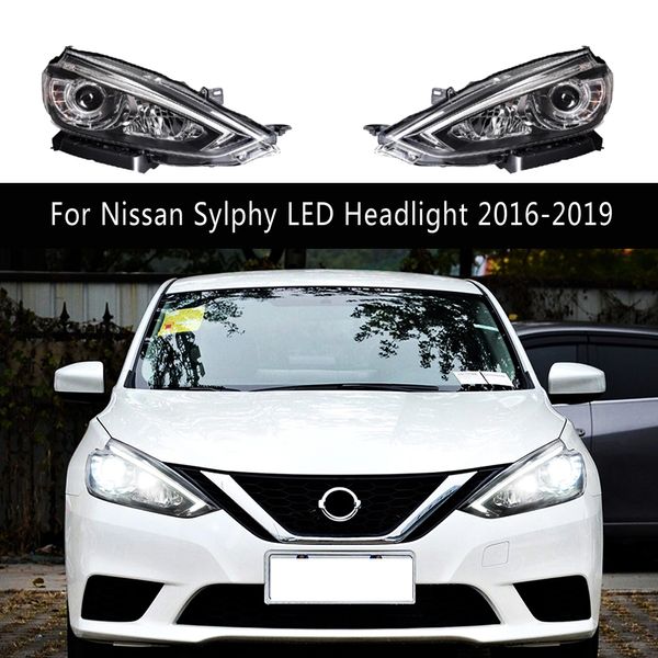 Lámpara frontal para Nissan Sylphy conjunto de faros LED 16-19 luces de circulación diurna señal de giro tipo serpentina accesorios de coche