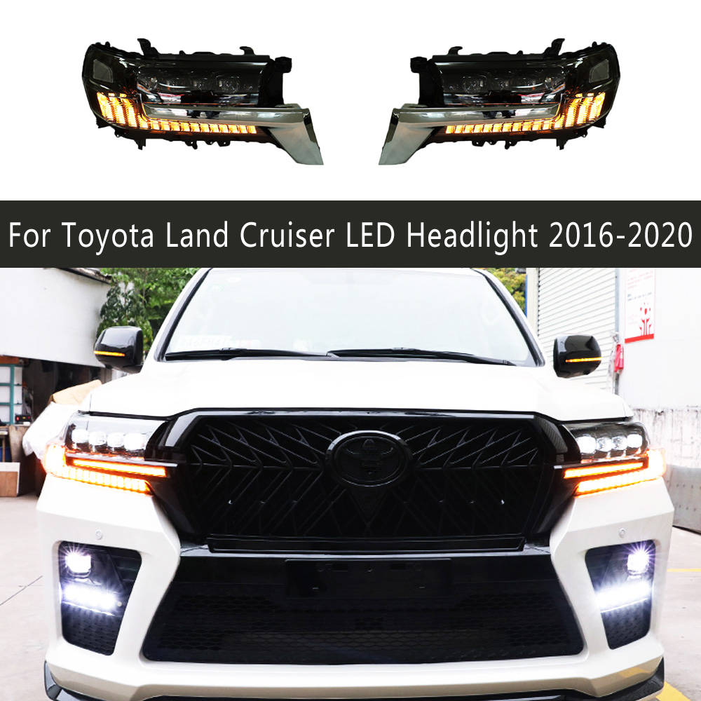 Передняя лампа для Toyota Land Cruiser LC200, светодиодная фара 16-20, дневные ходовые огни, стример, индикатор указателя поворота, фары в сборе