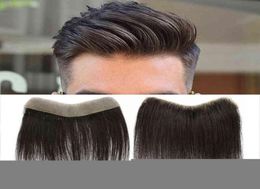 Heren Toupetje 100% Echt haar Stuk Voor Mannen V-stijl Toupet Pruik Remy-haar Met Dunne Huidbasis Natuurlijke Haarlijn Toupetje H22047470767