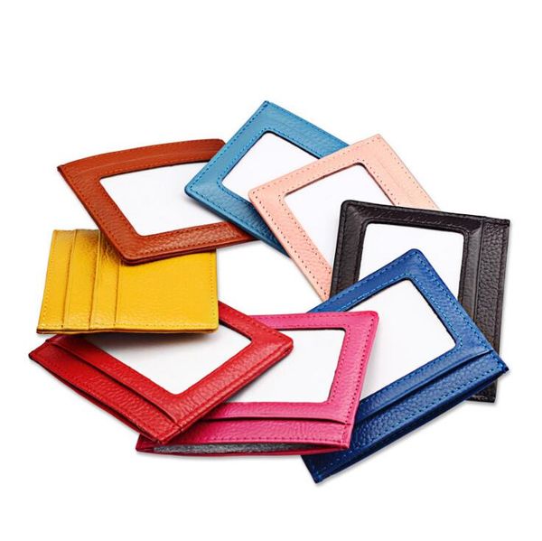 Portefeuille de poche avant RFID bloquant les porte-cartes de crédit avec fenêtre d'identification pour hommes femmes 8 couleurs