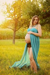 Voorkant Split Long Maxi Maternity Jurken voor Photoshoot Sexy Off Shoulder Chiffon Zwangerschap Jurk Fotografie Prop Zwangere Vrouwen G220309