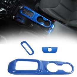 Voorste Water Cup Gear Panel Central Console Armrest Box Sleutelgat Cover Trim voor Jeep Wrangler JK Onbeperkt 11-17 3PC Blauw