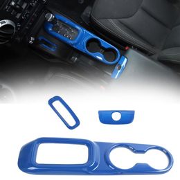 Front Water Cup Gear Panel Centrale Console Armsteun Doos Sleutelgat Cover Trim Voor Jeep Wrangler JK Unlimited 11-17 3 PC Blue259N