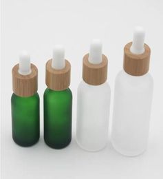 Flacon compte-gouttes en verre transparent Frost 15 ml 20 30 ml avec couvercle en bambou bouteilles d'huile essentielle givré Green9829082