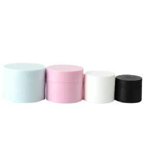 Frost Plastic PP Pocte de soins de la peau de la peau rechargeable Boute blanc rose bleu noir Emballage cosmétique vide Round Cream Pots Récipient 5G 15G 20G 30G 50G