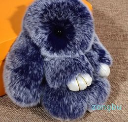 Frost-Stil Rex Furs Kaninchen Plüschtiere Schlüsselanhänger Schlüsselanhänger Anhänger Tasche Auto Charm Tag Niedliche Mini-Spielzeugpuppe Echtpelz