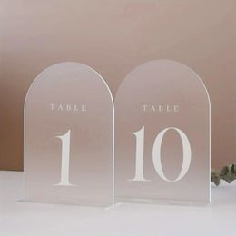 Numéros de table de mariage à arc givré avec stands 120 panneaux et supports acryliques parfaits pour la décoration de réception de la pièce maîtresse 240510