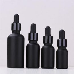 Bouteilles de parfum d'huile essentielle en verre noir givr￩ E Pipette liquide Pipette Eye Dropper Aromatherapy Bottle 5ml-100ml253T