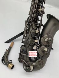 Frosted zwart goud professionele altsaxofoon drop E high-end zwart nikkel goud hoogwaardige toon altsax jazzinstrument