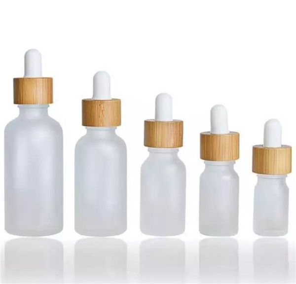 Botella cuentagotas de vidrio vacía transparente esmerilada con tapa blanca 5 ml 10 ml 15 ml 20 ml 30 ml 50 ml 100 ml