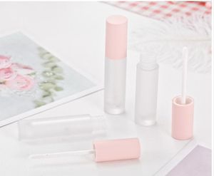 Matte, helder roze dop Lipgloss Tubes Transparante Lipgloss Tube met Roze Deksel Eenvoudige Ronde Cosmetische Lipgloss Hervulbare Fles2259513