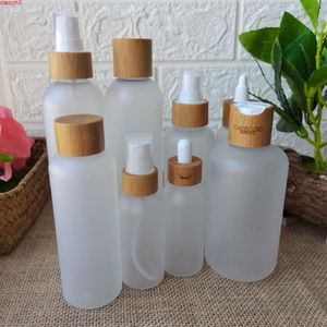 Bouteille en plastique transparente givrée bouteille d'animaux de compagnie soin de la peau huile essentielle pipette emballage conteneur avec grain de bois bambou lidgoods